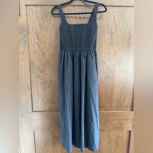 NWOT Reiss Kori Perforated-Knit Cotton-Skirt Midi Dress in Navy